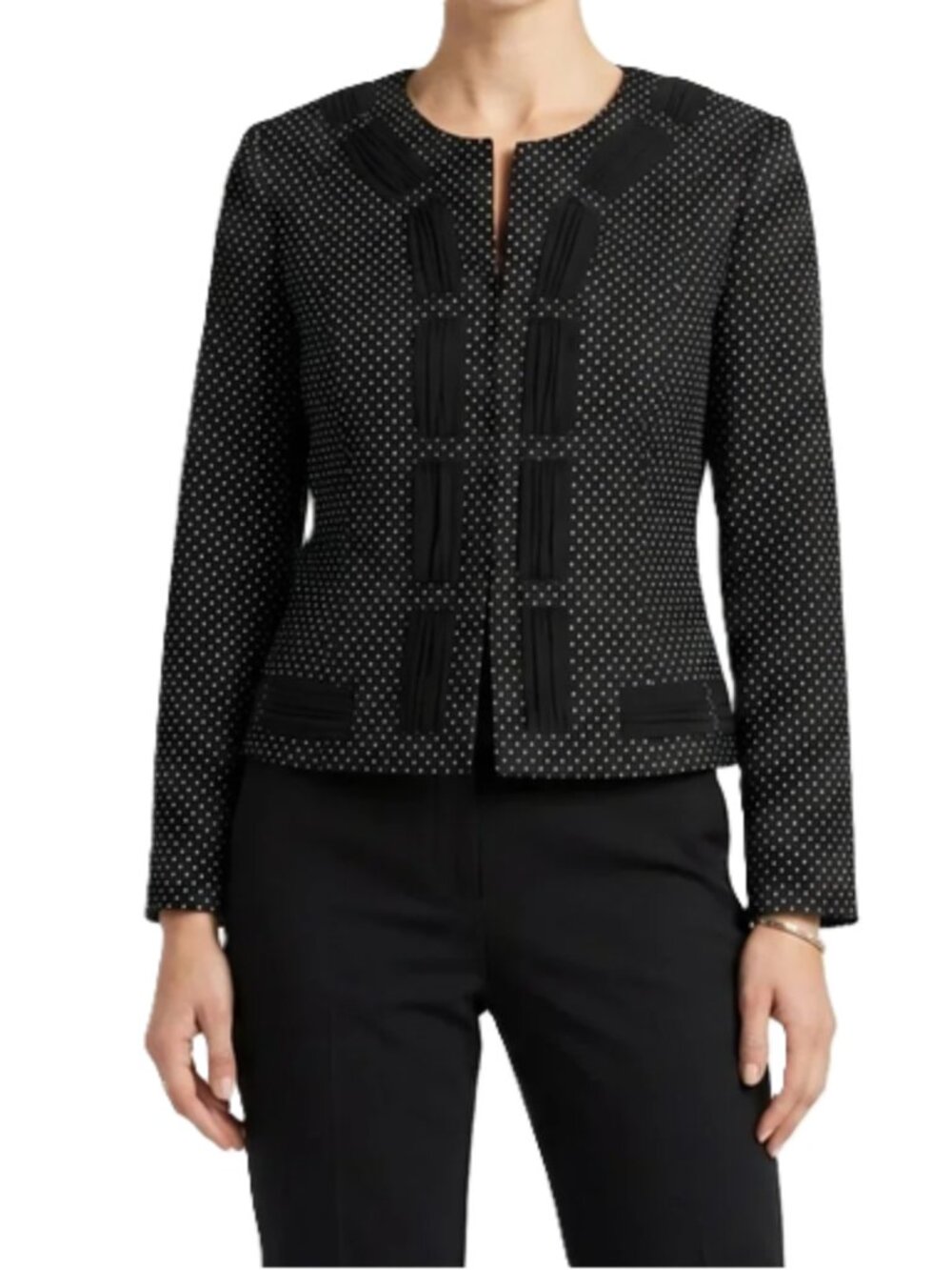 Cabi Black White Seaside Chic Polka Dot jacket size 2